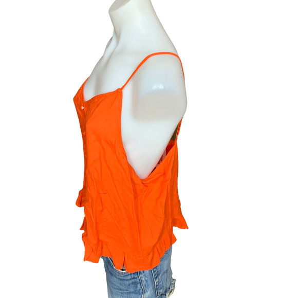 Nordstrom Orange Babydoll Camisole Top SIZE 2X Ruffle Trim Button Up Abound NEW - Picture 4 of 7